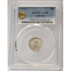 AUSTRALIA 1915 . THREEPENCE . PGCS AU53